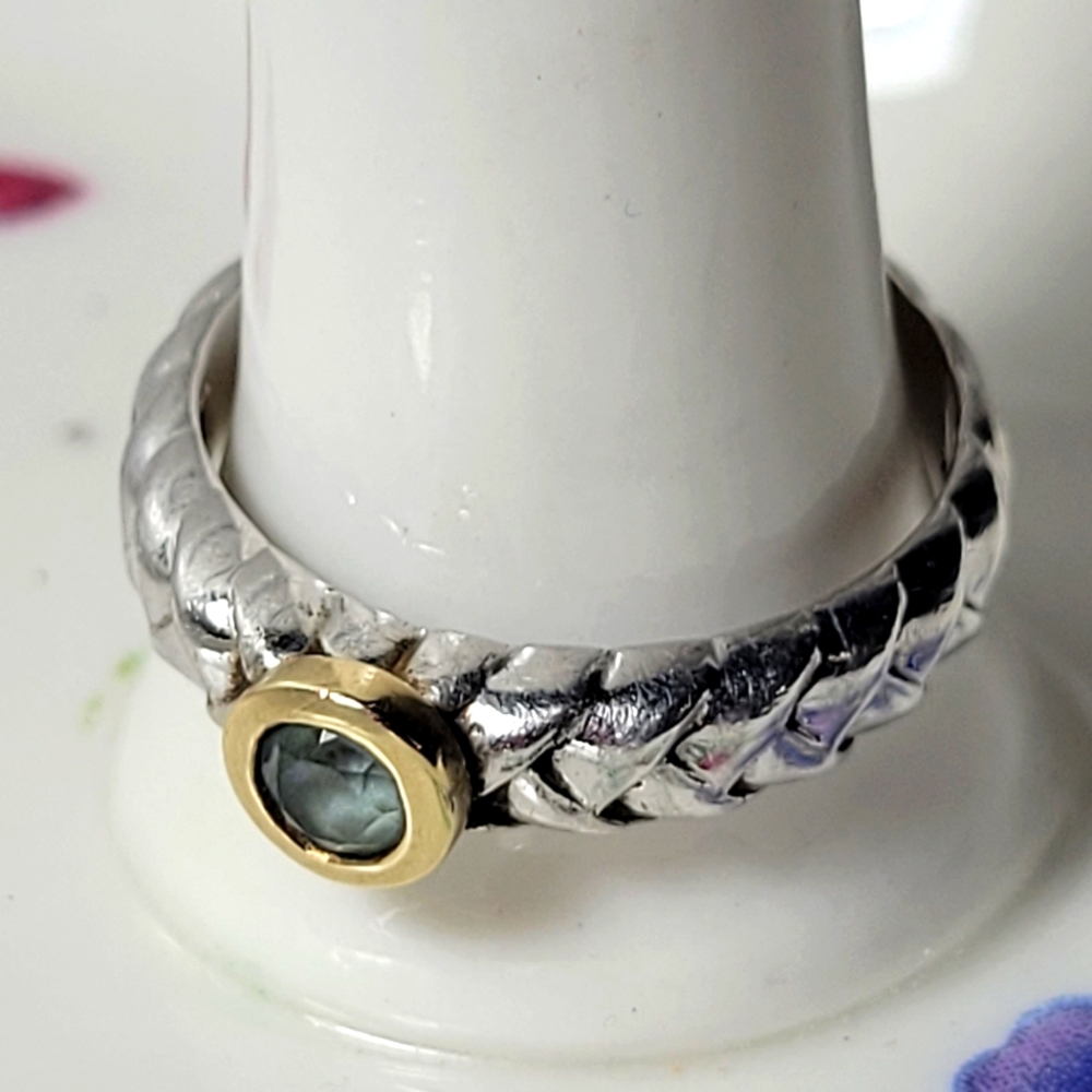 ❤ 925-SILVER AND 10K GOLD RING SIZE 7